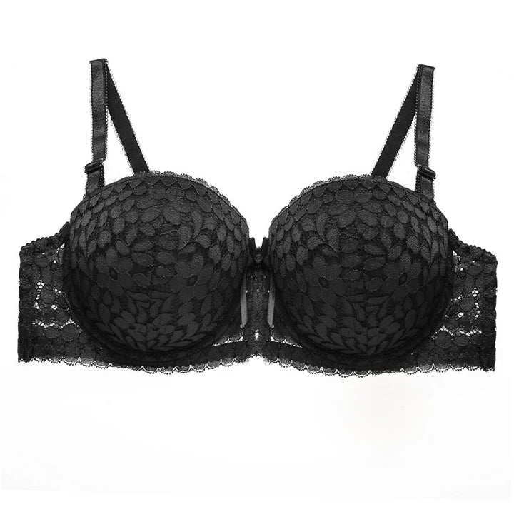 NETTED PADDED BRA (BLACK)