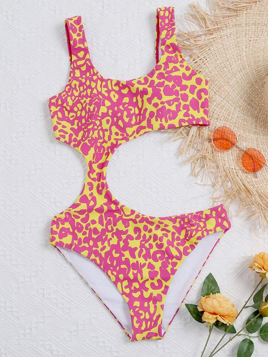 LEOPARD CUT OUT SWIMSUIT