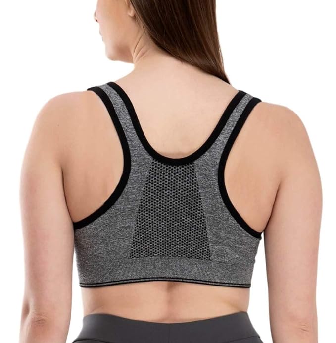 ZIP PADDED WIRE FREE SPORTS BRA