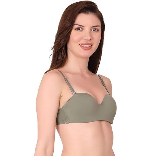 PADDED UNDERWIRED PUSH-UP BRA (OLIVE GREEN)