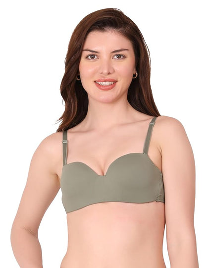 PADDED UNDERWIRED PUSH-UP BRA (OLIVE GREEN)