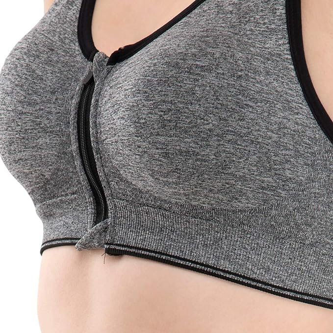 ZIP PADDED WIRE FREE SPORTS BRA