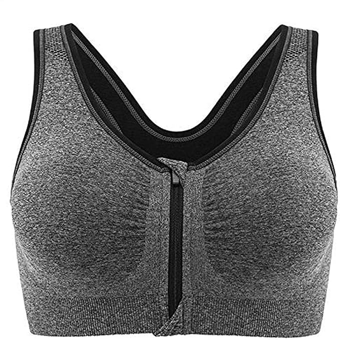 ZIP PADDED WIRE FREE SPORTS BRA