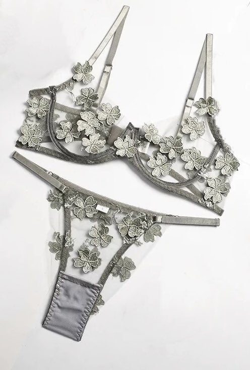 FLORAL EXOTIC LINGERIE SET