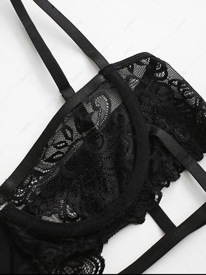 STRAPY LACE UNDERWIRED LINGERIE SET