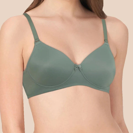 COTTON MIX PADDED BRA (OLIVE GREEN)