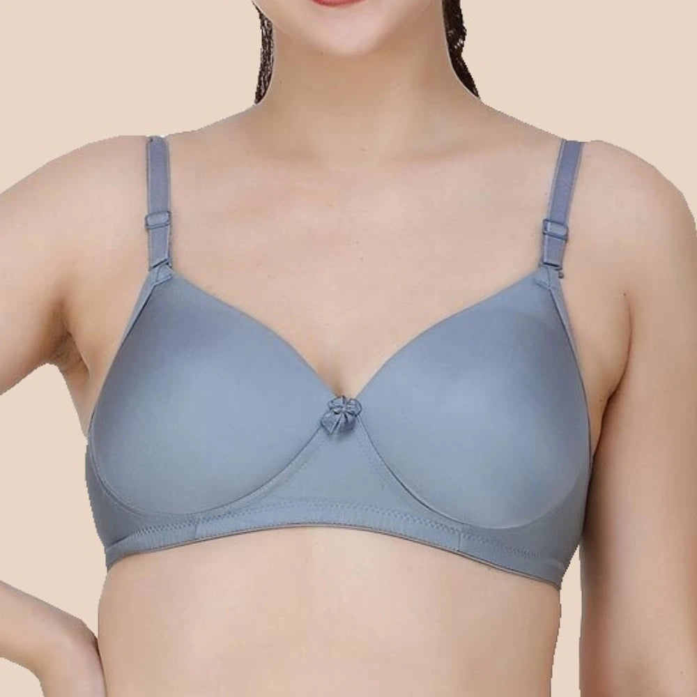 COTTON MIX PADDED BRA (GREY)