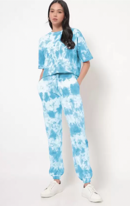 BLUE AND WHITE TIE DYE NIGHT SUIT