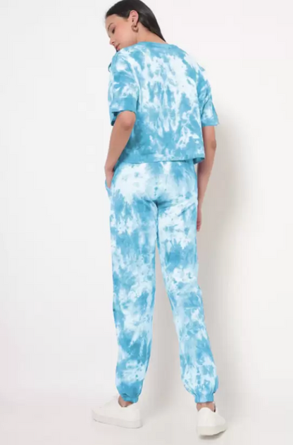 BLUE AND WHITE TIE DYE NIGHT SUIT