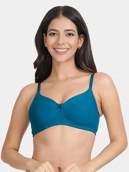 COTTON MIX PADDED BRA (TURQUOISE)