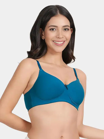 COTTON MIX PADDED BRA (TURQUOISE)