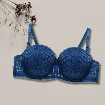 NETTED PADDED BRA (BLUE)