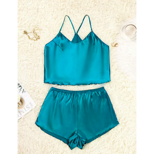 SATIN SOLID CAMI SHORTS NIGHT SUIT