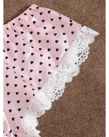 PINK PRINTED HEART SHORTS NIGHT SUIT