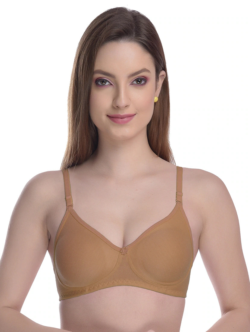 SOLID COTTON BRA (BROWN)